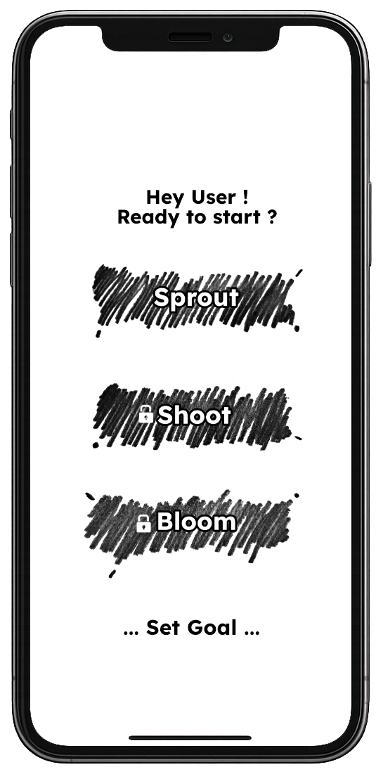 Screen showing three level options