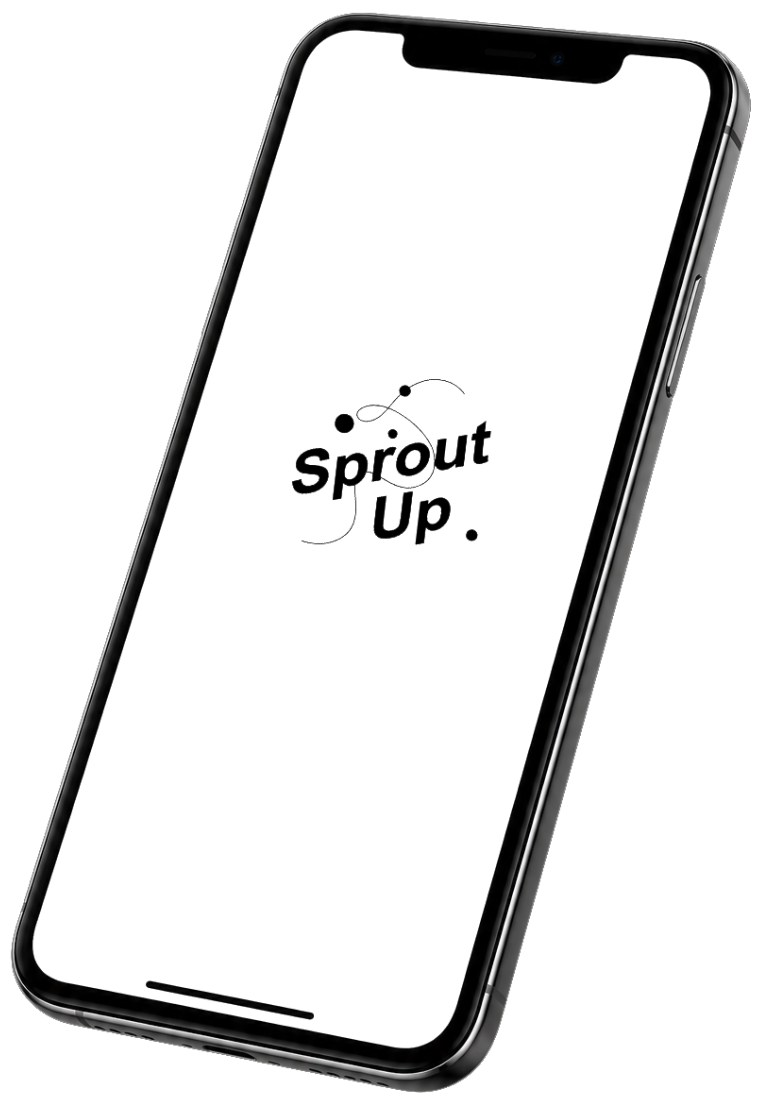 SproutUp app splash screen on a phone